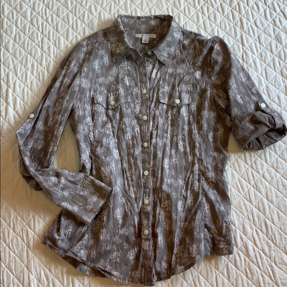 Banana Republic fine cotton tiny Ikat print Blouse
